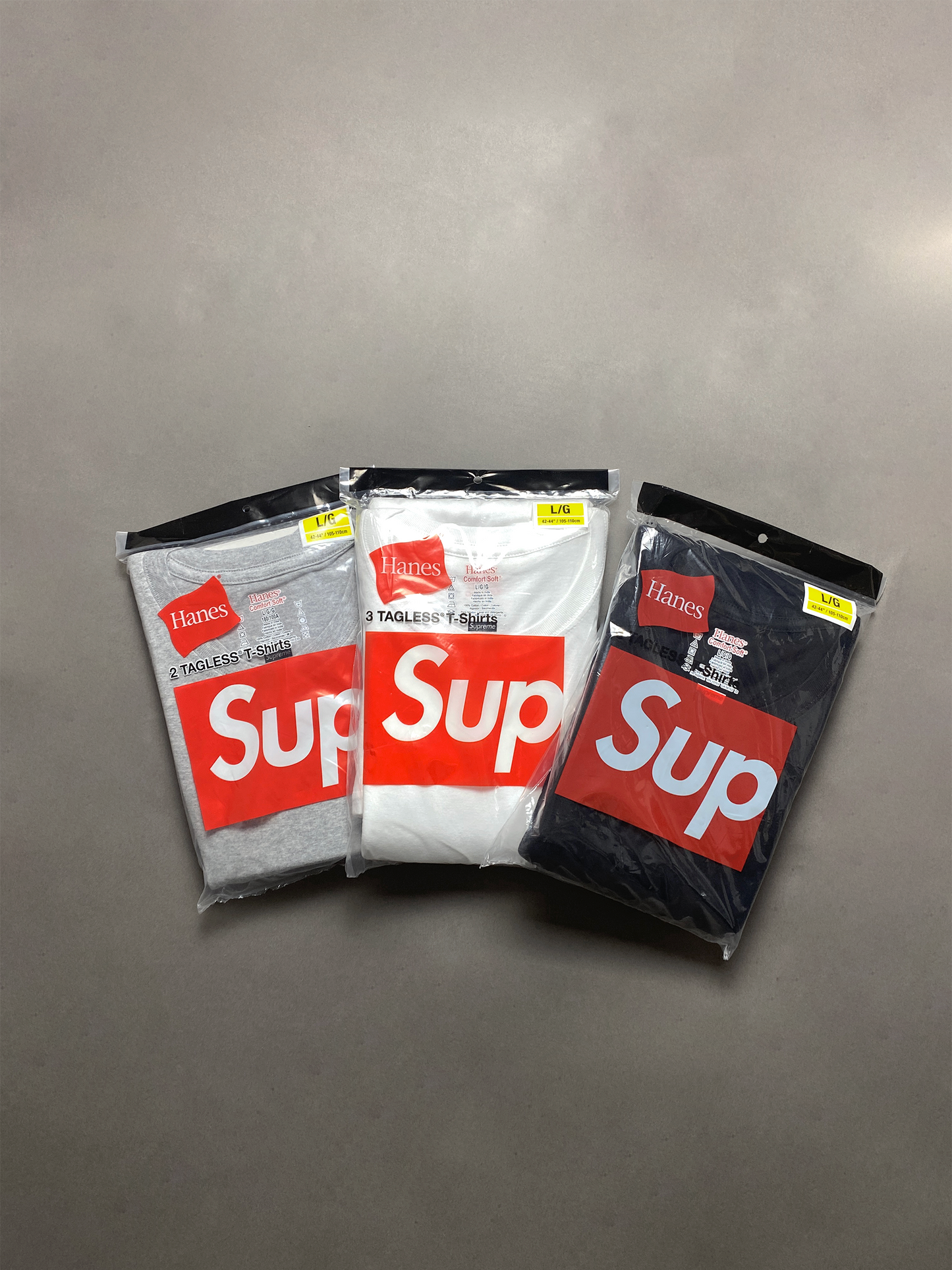 Pack de 3 Camisetas Supreme x Hanes branco
